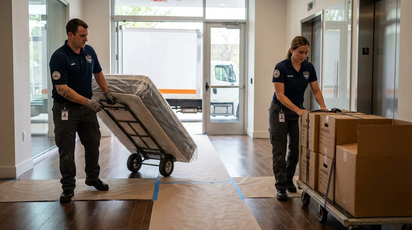 Professional apartment movers loading elevator in Sitka, AK